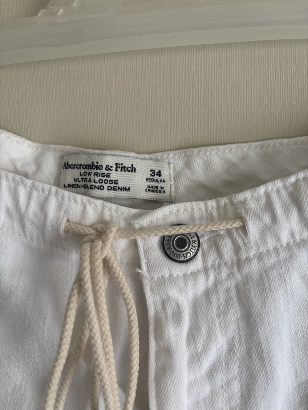 NWT Abercrombie Curve Love Linen-Blend Low Rise Ultra Loose Drawstring Jean - 34 - Picture 5 of 8
